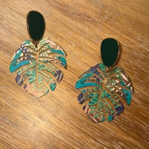 Tropical Leaf Dangle Earrings